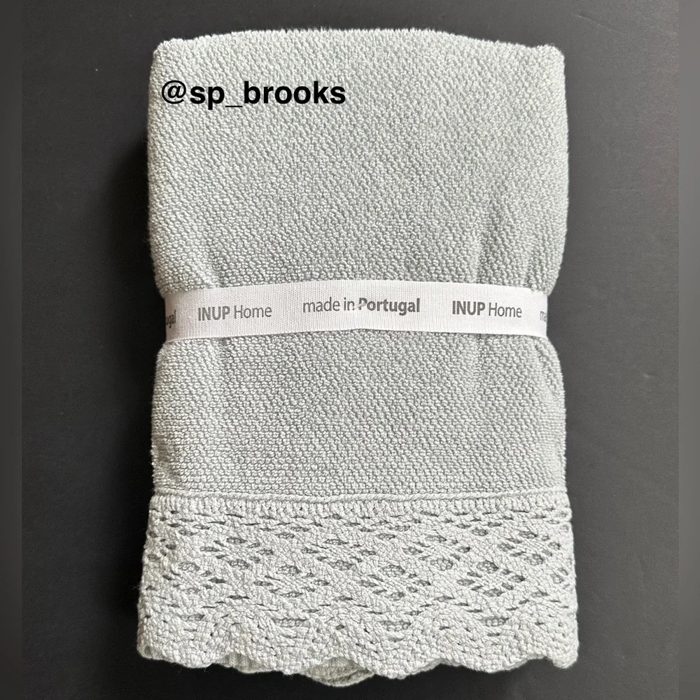 🎁INUP Home Cotton Bath Towel Set with Crochet Trim - 6 Pieces - Light Blue